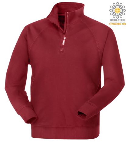 Felpa uomo zip corta bordeaux