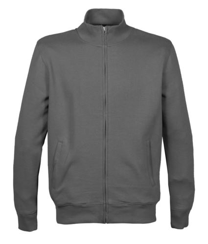 Felpa zip lunga con collo a lupetto e cuciture ribattute.