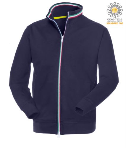 Felpa uomo zip lunga blu navy