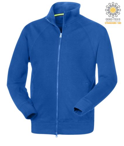 Felpa uomo zip lunga azzurro royal