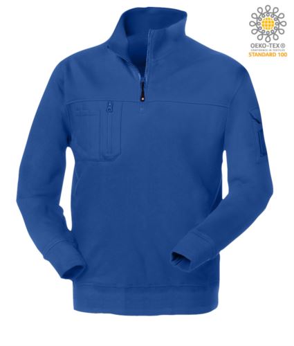 Felpa zip corta azzurro royal