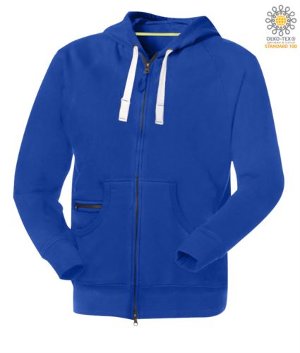 Felpa zip lunga azzurro royal