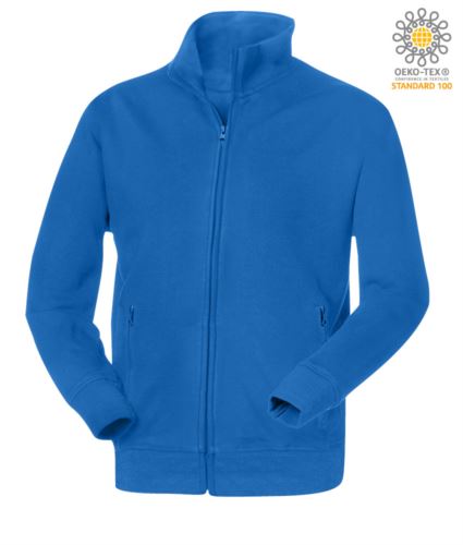 Felpa zip lunga azzurro royal