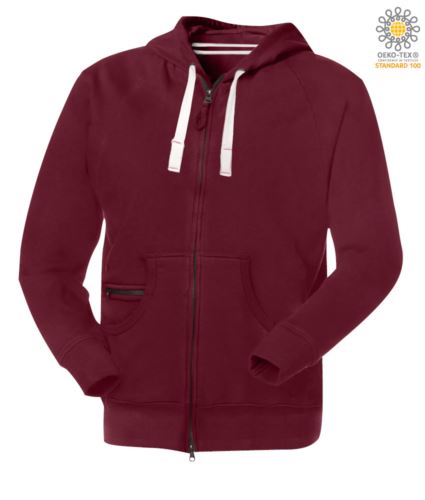 Felpa zip lunga bordeaux