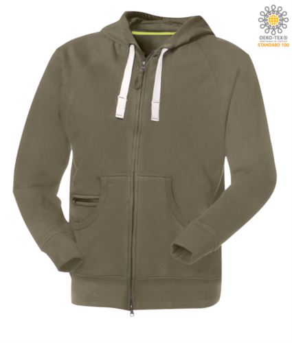 Felpa zip lunga verde militare