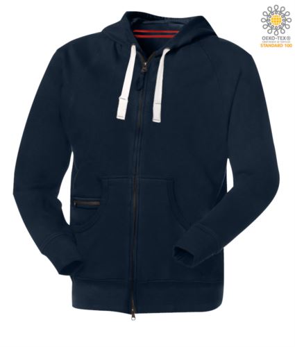 Felpa zip lunga blu navy