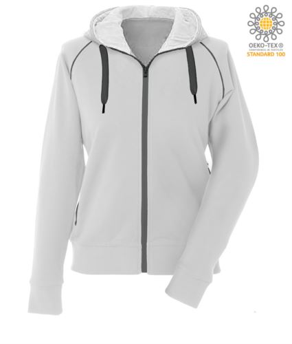 Felpa zip lunga donna Bianco