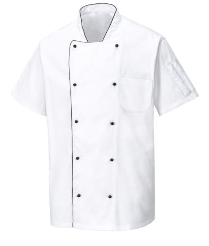Giacca chef ventilata, maniche corte, tessuto anti-crespo, colore bianco