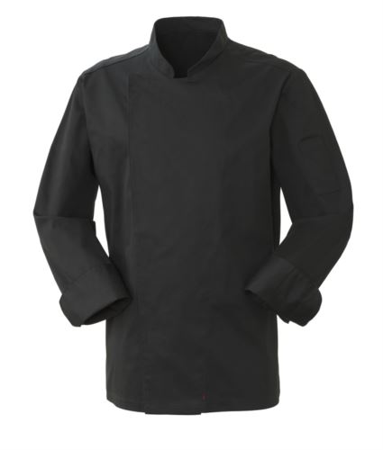 Giacca cuoco uomo, chiusura con bottoni automatici, vestibilità slim fit, colore nero
