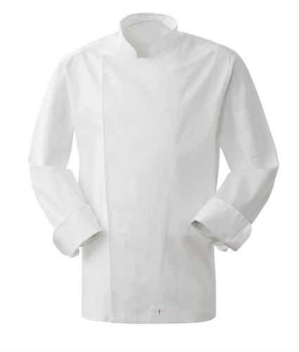 Giacca cuoco uomo, chiusura con bottoni automatici, vestibilità slim fit, colore bianco