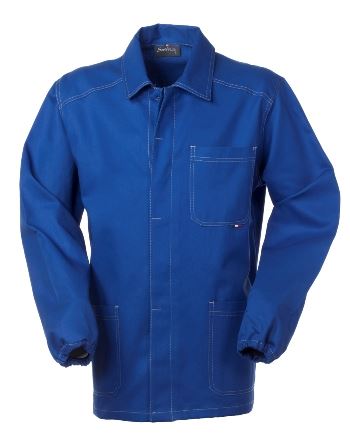 giacca da lavoro colore azzurro con bottoni coperti 100% cotone irrestringibile