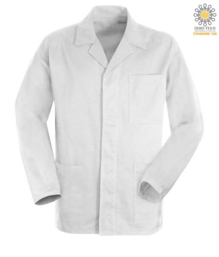 giacca da lavoro di colore bianco 100% cotone Massaua sanforizzato e bottoni coperti