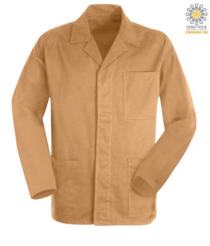 giacca da lavoro colore kaki in cotone Massaua sanforizzato e bottoni coperti