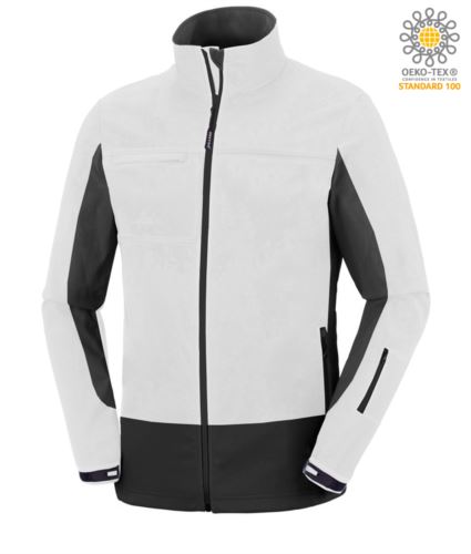 Giubbino softshell bicolore bianco e grigio