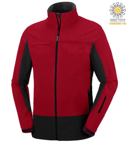 Giacca softshell bicolore rosso e nero