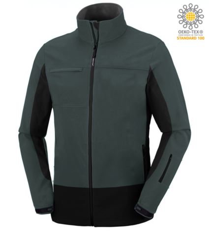 Giubbino softshell bicolore verde e nero