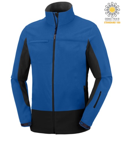 Giubbino softshell bicolore azzurro royal e nero