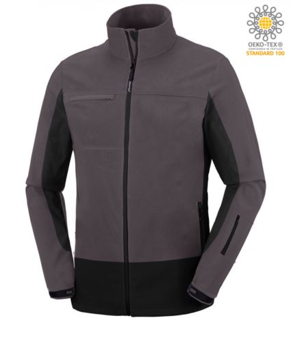 Giacca softshell bicolore grigio chiaro e nero