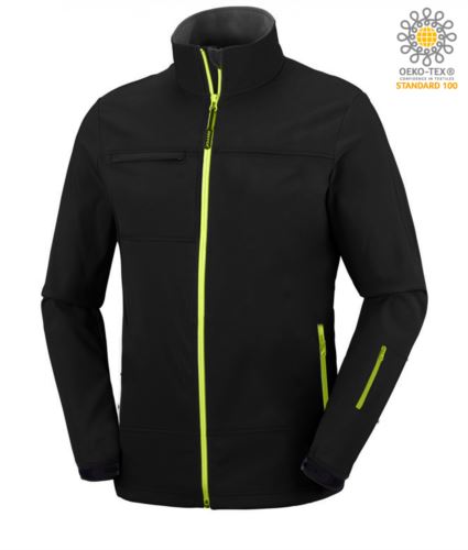 Giacca softshell bicolore nero e giallo