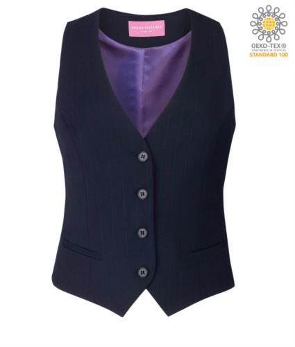 Gilet donna dal taglio sartoriale sfiancato colore blu navy pinstripe