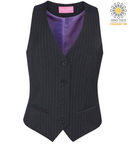 Gilet donna dal taglio sartoriale sfiancato colore Charcoal Pinstripe