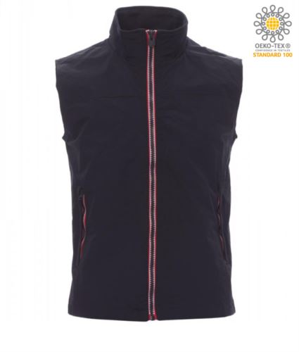 Gilet da lavoro con zip lunga a contrasto, multitasche, colore Navy