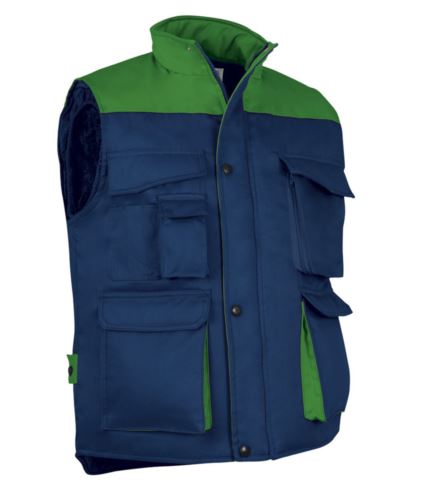 Gilet imbottito multitasche blu navy/verde