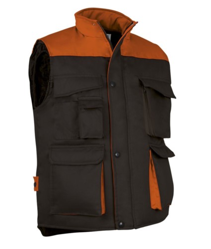 Gilet imbottito multitasche nero /arancione