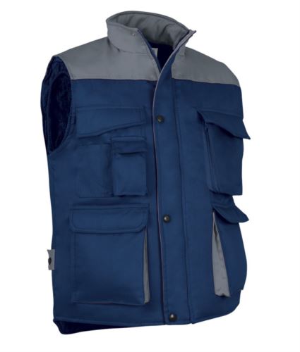 Gilet imbottito multitasche blu navy/grigio