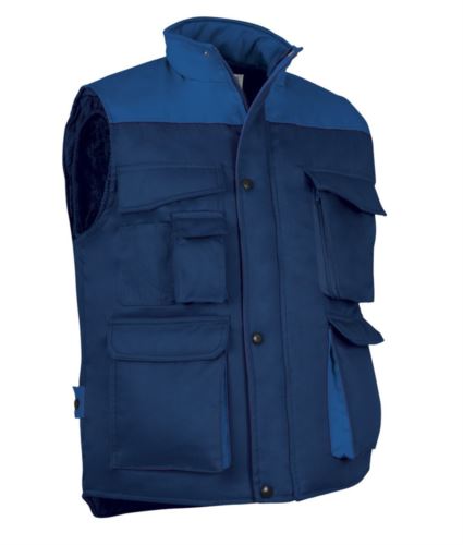 Gilet imbottito multitasche blu navy/azzurro royal