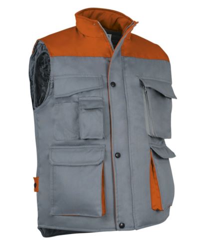 Gilet imbottito multitasche grigio/arancione