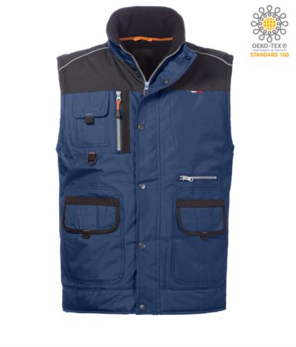 Gilet imbottito multitasche blu navy/nero