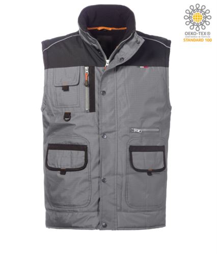 Gilet imbottito multitasche grigio/nero