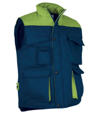 Gilet imbottito multitasche blu navy/verde chiaro