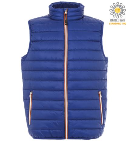 Gilet da lavoro in nylon colore azzurro con imbottitura in Poliestere