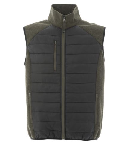 Gilet in tessuto composito verde/nero