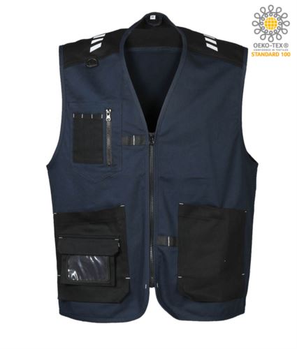 Gilet multitasche elasticizzato blu navy/nero