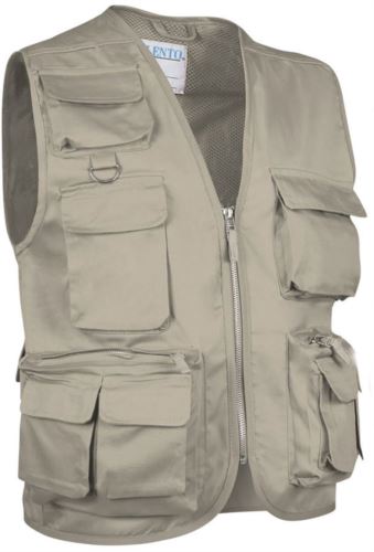 Gilet multitasche estivo, fodera dry tech, chiusura a zip lunga, colore verde