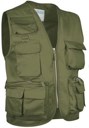 Gilet multitasche estivo, fodera dry tech, chiusura a zip lunga, colore verde