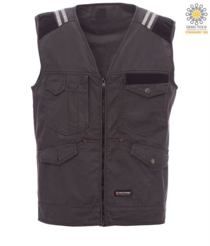 Gilet multitasche con porta badge grigio scuro/nero