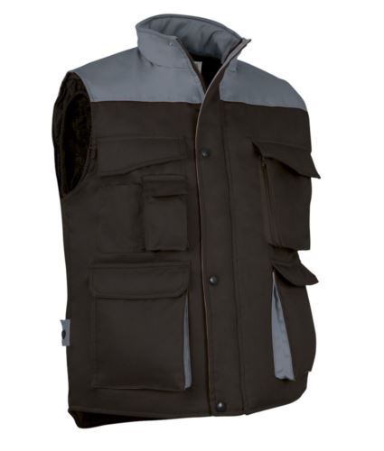 Gilet imbottito multitasche nero/grigio