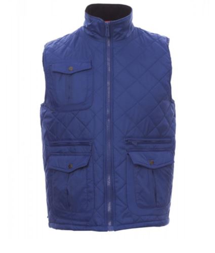 Gilet multitasche trapuntato azzurro royal