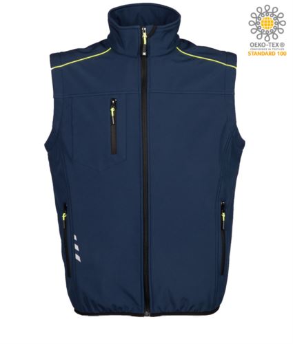 Gilet softshell a tre strati impermeabile blu navy