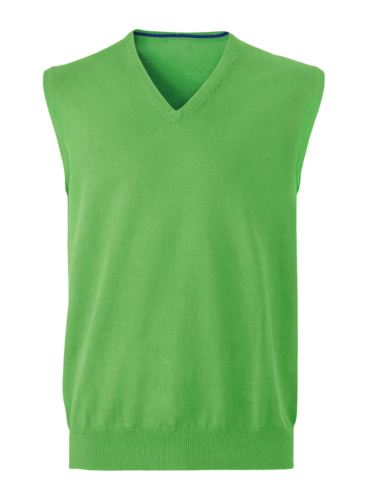 Gilet uomo con scollo a V, senza maniche, colore verde, tessuto a maglia 100% cotone. Contattaci per un preventivo gratuito.