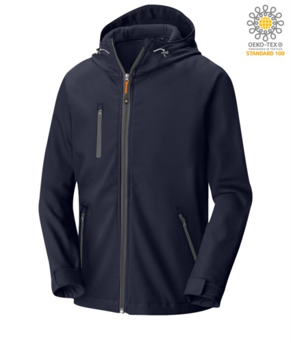 Giubbino in softshell a due strati blu navy