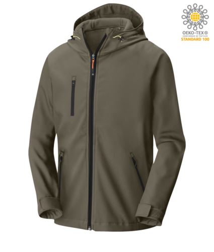 Giubbino in softshell a due strati verde militare