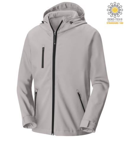 Giubbino in softshell a due strati grigio chiaro