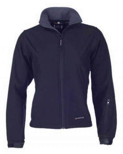 Giubbino softshell donna, interno micropile, taglio sfiancato, due tasche esterne, polsini regolabili, colore blu