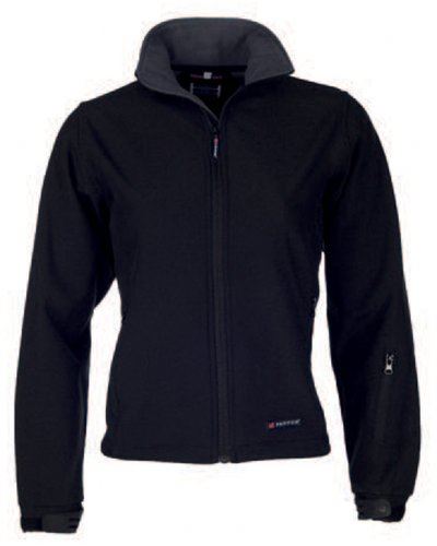 Giubbino softshell donna, interno micropile, taglio sfiancato, due tasche esterne, polsini regolabili, colore nero