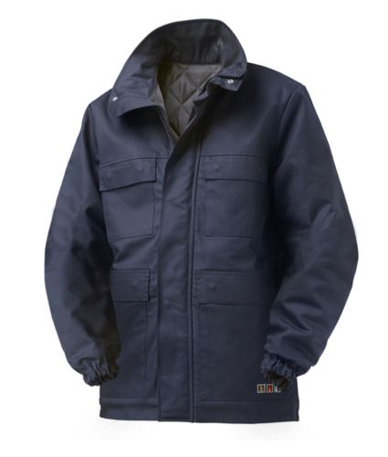 Giubbotto trivalente multi pro, con imbottitura interna, chiusura con cerniera coperta e bottini, elastico ai polsi, certificato EN 11611, EN 1149-5, EN 13034, EN 11612: 2009, colore blu